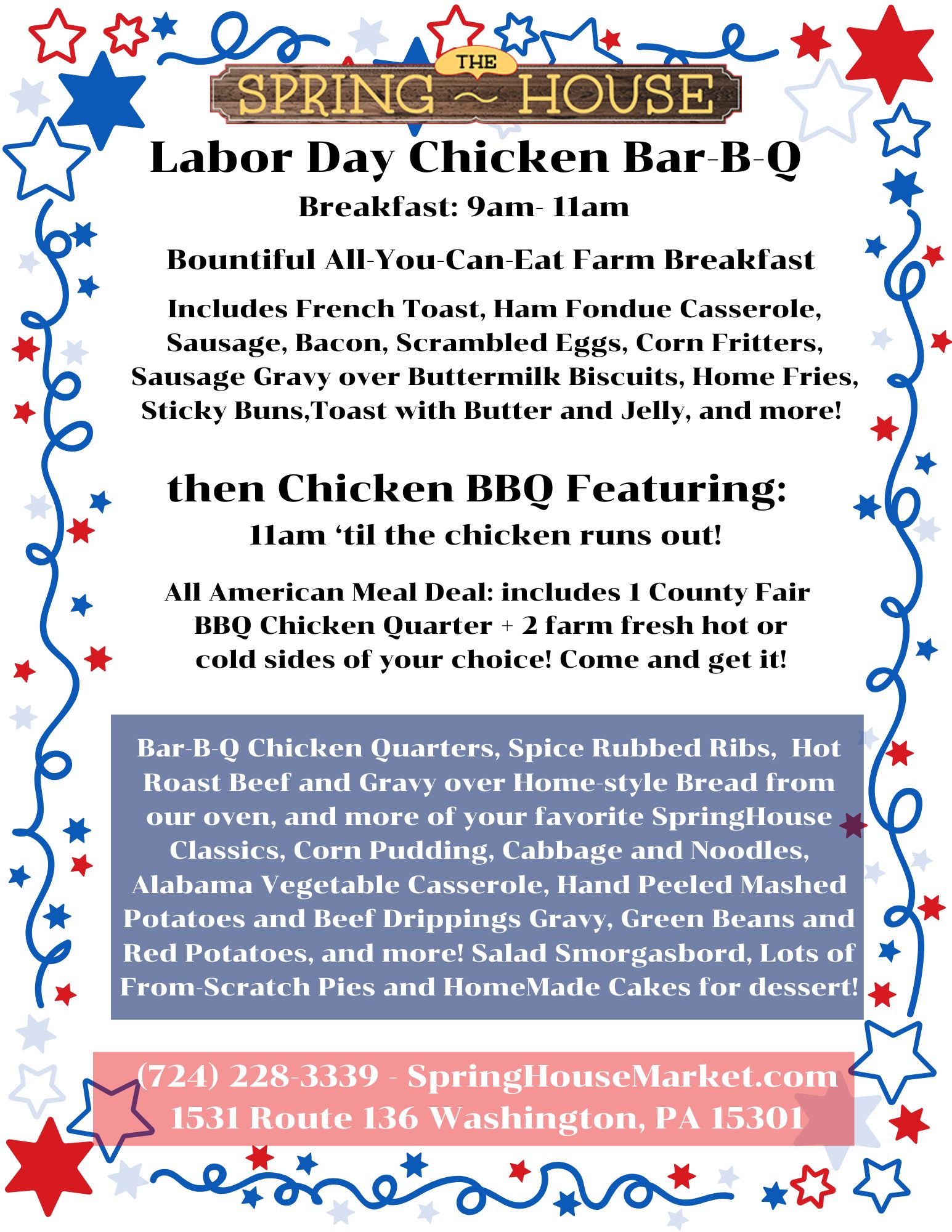 Labor Day Chicken BBQ Flier